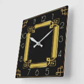 Elegant zwart-goudkunstdeco vierkante klok (Hoek)
