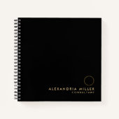 Elegant zwart goudmonogram graafpapier notitieboek (Voorkant)