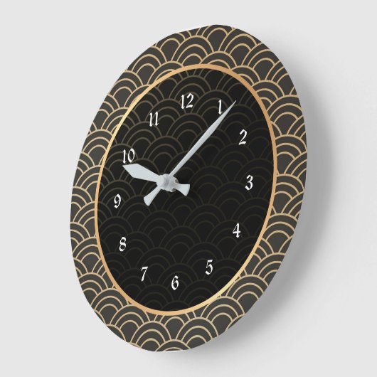 Elegant zwart-goudpatroon grote klok (Hoek)