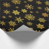 Elegant zwart-goudsneeuwvlokje cadeaupapier (Hoek)