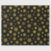 Elegant zwart-goudsneeuwvlokje cadeaupapier (Vlak)