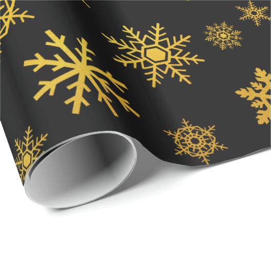 Elegant zwart-goudsneeuwvlokje cadeaupapier (Rol Hoek)
