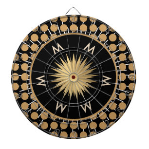Elegant zwart goudstippenpatroon monogram dartbord