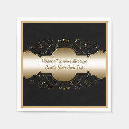 Elegant zwart & goudvormig design — Aangepast Servet