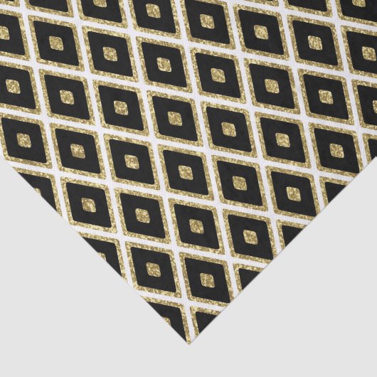 elegant zwart goudwit ruitvormig weefsel tissuepapier (Detail)