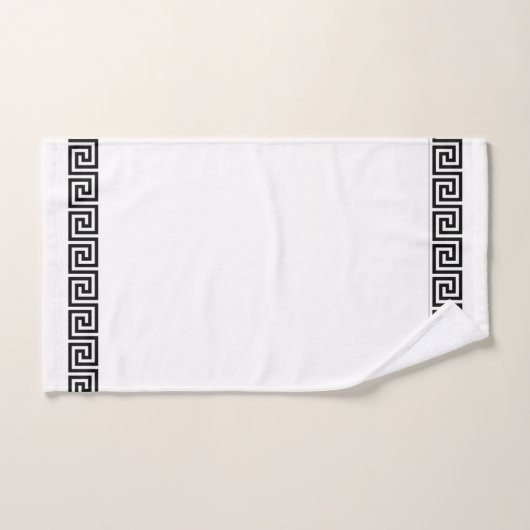 Elegant zwart Grieks patroon op wit Bad Handdoek (Handdoek)