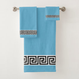 Elegant zwart Griekse patroon op turkoois Bad Handdoek