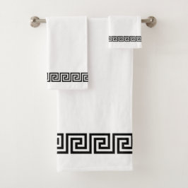 Elegant zwart Griekse patroon op wit Bad Handdoek