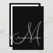 Elegant zwart grijs bruiloft uitnodigingen Initiaa (Voorkant / Achterkant)