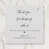 Elegant Zwart Grijs Drips Marmeren Script Dank u Bedankjes Labels (Achterkant)