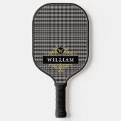 Elegant zwart grijs Glen geplakt goud monogram Pickleball Paddle (Voorkant)