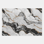 Elegant Zwart Grijs Goud Marmer Inpakpapier Vel (Voorkant)