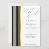 Elegant Zwart Grijs Goud Strepen Typografie Bruilo Save The Date (Voorkant)