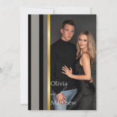 Elegant Zwart Grijs Goud Strepen Typografie Bruilo Save The Date (Achterkant)