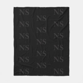 Elegant zwart &grijs initiaal monogram fleece deken