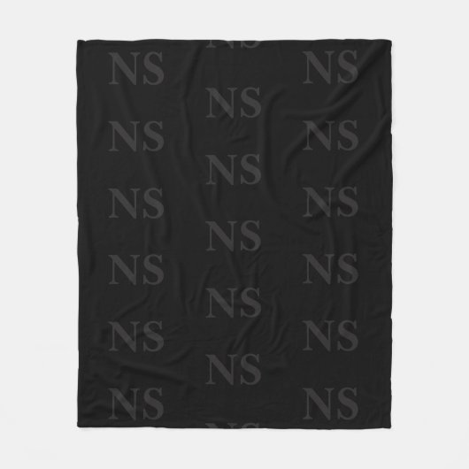 Elegant zwart &grijs initiaal monogram fleece deken (Voorkant)