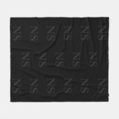 Elegant zwart &grijs initiaal monogram fleece deken (Voorkant (Horizontaal))
