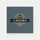 Elegant zwart grijs krijtstreep patroon servet (Voorkant)