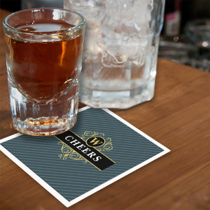 Elegant zwart grijs krijtstreep patroon servet