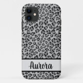 Elegant Zwart grijs Leopard cheetah patroon Case-Mate iPhone Case (Achterkant)