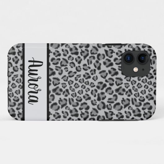 Elegant Zwart grijs Leopard cheetah patroon Case-Mate iPhone Case (Achterkant (horizontaal))