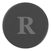 Elegant zwart & grijs monogram hockey puck (Voorkant)