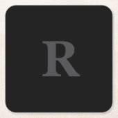 Elegant zwart & grijs monogram kartonnen onderzetters (Voorkant)