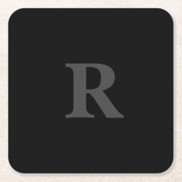Elegant zwart & grijs monogram kartonnen onderzetters