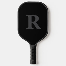 Elegant zwart & grijs monogram pickleball paddle
