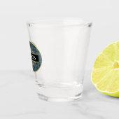 Elegant Zwart Grijs Plaid Gepersonaliseerd Shot Glas (Rechts)