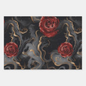 Elegant Zwart Grijs Rood en Goud Marmer Decoupage Inpakpapier Vel (Voorkant 2)