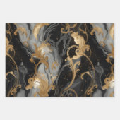 Elegant Zwart Grijs Rood en Goud Marmer Decoupage Inpakpapier Vel (Voorkant)