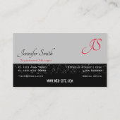 Elegant Zwart Grijs Tiny Glittered Stars Initialen Visitekaartje (Achterkant)