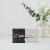 Elegant Zwart Grijs Tiny Glittered Stars Initialen Visitekaartje (Staand voorkant)