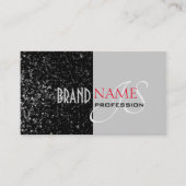 Elegant Zwart Grijs Tiny Glittered Stars Initialen Visitekaartje (Voorkant)