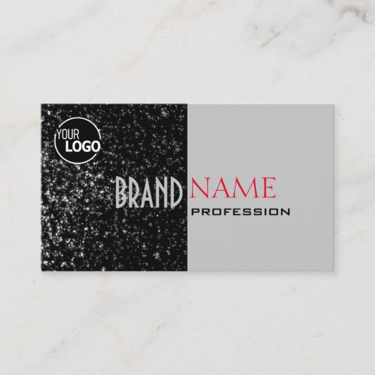 Elegant Zwart Grijs Tiny Glittered Stars Toevoegen Visitekaartje (Voorkant)