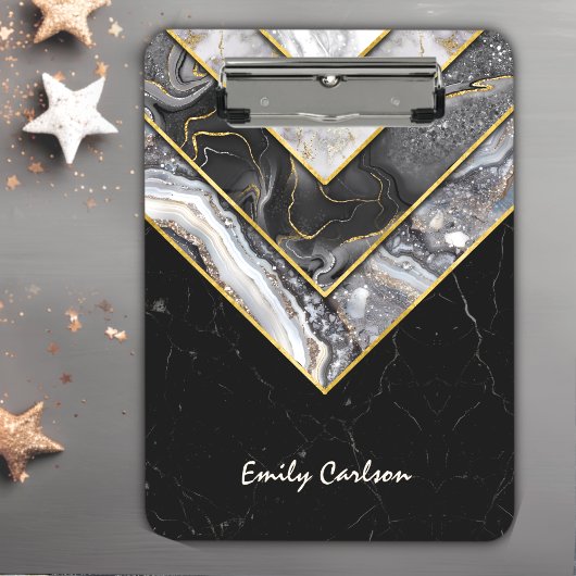 Elegant zwart grijs uniek geometrisch klembord