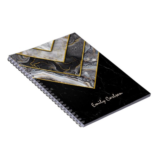 Elegant zwart grijs uniek geometrisch schetsboek notitieboek (Rechterzijde)