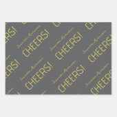 Elegant zwart grijs wit goud script naam inpakpapier vel (Voorkant 2)