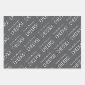 Elegant zwart grijs wit script naam inpakpapier vel (Voorkant 2)