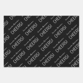 Elegant zwart grijs wit script naam inpakpapier vel (Voorkant)