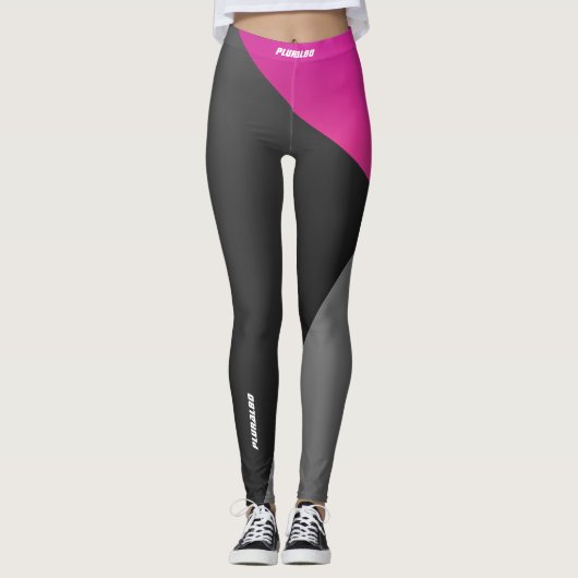 Elegant zwart-grijze roze werkout leggings (Voorkant)