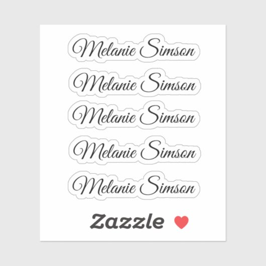 Elegant zwart grillig script gepersonaliseerde naa sticker (Vel)