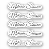 Elegant zwart grillig script gepersonaliseerde naa sticker (Voorkant)