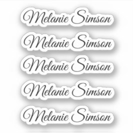 Elegant zwart grillig script gepersonaliseerde naa sticker