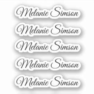 Elegant zwart grillig script gepersonaliseerde naa sticker