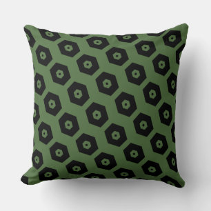 Elegant zwart groen geometrisch patroon kussen