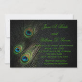 Elegant Zwart Groen Goud Peacock Bruiloft Kaart (Voorkant)