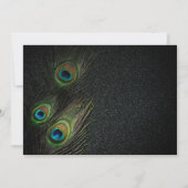 Elegant Zwart Groen Goud Peacock Bruiloft Kaart (Achterkant)