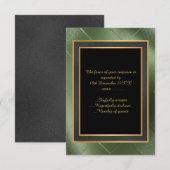 ELEGANT ZWART GROEN GOUD RELIËF DRUK AUB RSVP KAARTJE (Voorkant / Achterkant)